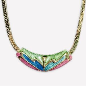 Gold Necklace Featuring Beautiful Pearlized Enamel Colors
